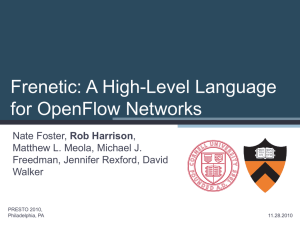 Frenetic: A High-Level Language for OpenFlow Networks Rob Harrison