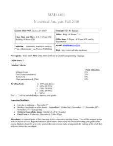 MAD 4401 Numerical Analysis Fall 2010