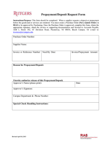 Prepayment/Deposit Request Form