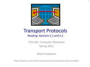 Transport Protocols Reading: Sections 5.1 and 5.2 COS 461: Computer Networks Spring 2011