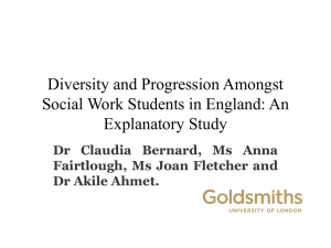 'Diversity and progression amongst social work students in England: An explanatory study.'