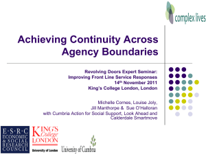 'Achieving continuity across agency boundaries' [ppt, 1.34 MB]