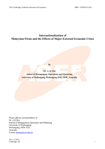 Internationalization of Malaysian Firms and the Effects of Major External Economic Crises