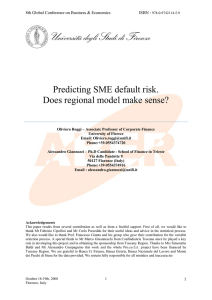 Predicting Sme Default Risk. Does Regional Model Make Sense