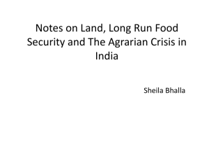 Notes on Land, Long Run Food India Sheila Bhalla