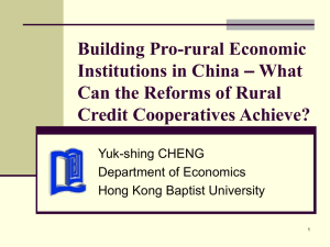 ''Building pro-rural economic institutions in China''
