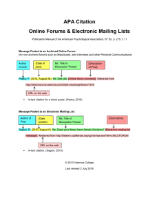APA Citation Online Forums &amp; Electronic Mailing Lists