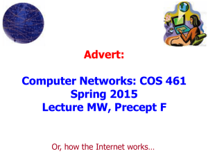 Advert: Computer Networks: COS 461 Spring 2015 Lecture MW, Precept F