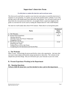 Supervisor's Retention Interview Form