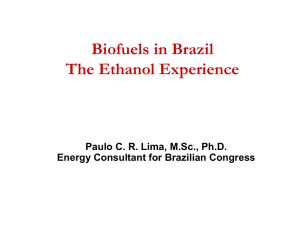 Biofuels in Brazil The Ethanol Experience Paulo C. R. Lima, M.Sc., Ph.D.