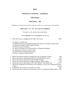 2012  POLITICAL SCIENCE – GENERAL Third Paper