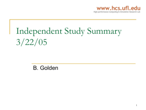 Independent Study Summary 3/22/05 B. Golden 1