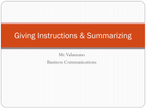 Giving Instructions &amp; Summarizing Mr. Valanzano Business Communications