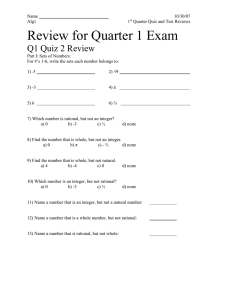 Review for Quarter 1 Exam  Q1 Quiz 2 Review