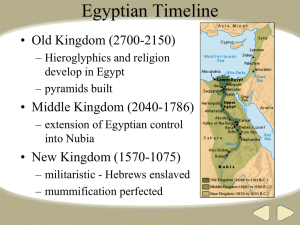 Egyptian Timeline • Old Kingdom (2700-2150) • Middle Kingdom (2040-1786)