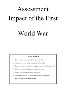 Assessment Impact of the First World War
