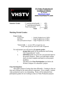 TV/Video Production II Grading &amp; Policies www.VoorheesTV.com