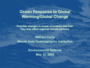 Ocean Response to Global Warming/Global Change William Curry Woods Hole Oceanographic Institution