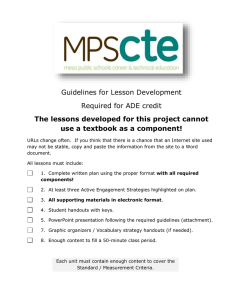 Guidelines for Lesson Development Required for ADE credit