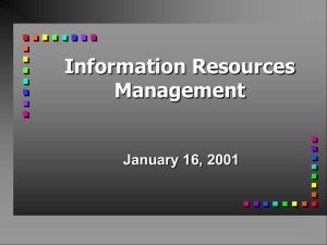 Information Resources Management January 16, 2001