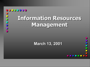 Information Resources Management March 13, 2001