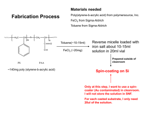 Fabrication Process Materials needed
