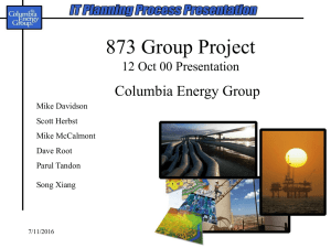 873 Group Project Columbia Energy Group 12 Oct 00 Presentation Mike Davidson