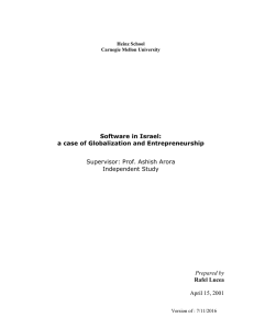 Software in Israel: a case of Globalization and Entrepreneurship Rafel Lucea