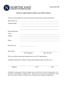 NON-CASH DONATION ACCEPTANCE Form 8015-B