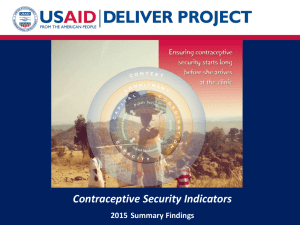 Contraceptive Security Indicators 2015 Summary Findings