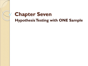 Chapter Seven Hypothesis Testing with ONE Sample