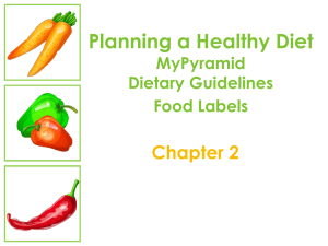 Planning a Healthy Diet Chapter 2 MyPyramid Dietary Guidelines