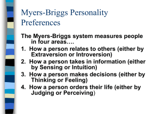 Myers-Briggs Personality Preferences