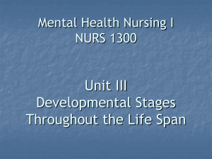 Unit III Developmental Stages Throughout the Life Span Mental Health Nursing I