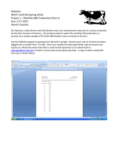 Statistics MATH-1410-6A (Spring 2013)  Project 1 – Monthly Milk Production (Part 1)