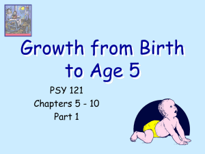 Growth from Birth to Age 5 PSY 121 Chapters 5 - 10
