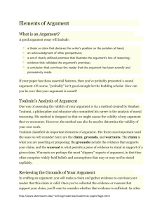 Elements of Argument What is an Argument?