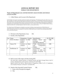 ANNUAL REPORT 2012  Name of Department: FORMAT FOR DEPARTMENTS