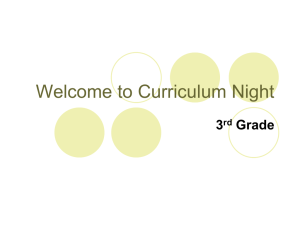 Welcome to Curriculum Night 3 Grade rd