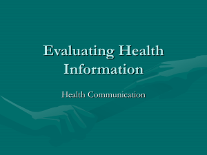 Evaluating Health Information Health Communication