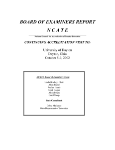 BOARD OF EXAMINERS REPORT N C A T E