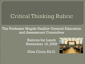 The Professor Magda Vasillov General Education and Assessment Committee Rubrics for Lunch