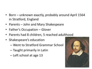 William Shakespeare Early Years