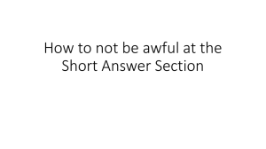 How to not be awful at the Short Answer Section
