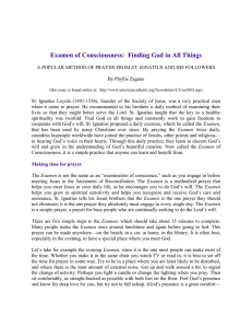 Examen of Consciousness:  Finding God in All Things