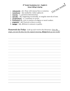 6 Grade Vocabulary List – English A Snow Falling in Spring