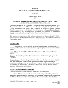 2012-2013 HOUSE OFFICER AGREEMENT OF APPOINTMENT BETWEEN AND