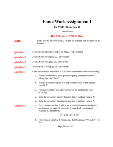 Home Work Assignment 1 for MSIS 385 section 02 Note: