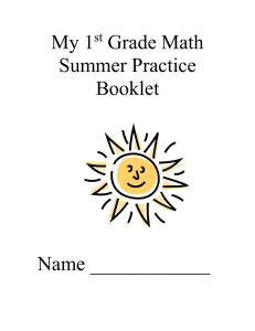 My 1 Grade Math Summer Practice Booklet