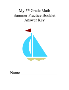 My 5 Grade Math Summer Practice Booklet Answer Key